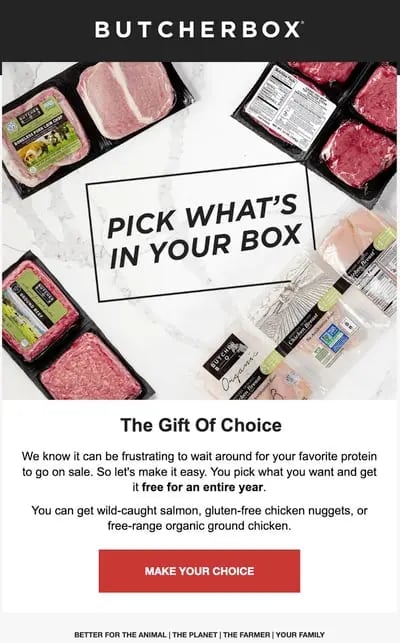 Thank you letter for customers, example from ButcherBox