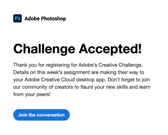 Thank you letter for customers, example from Adobe