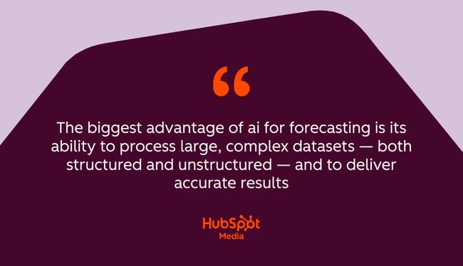 the biggest advantage of ai for forecasting is its ability to process large, complex datasets �� both structured and unstructured �� and to deliver accurate results