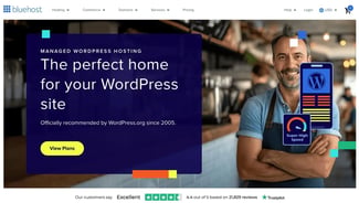 the bluehost wordpress hosting page