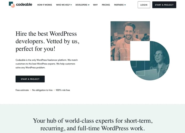 the codeable homepage for wordpress web design
