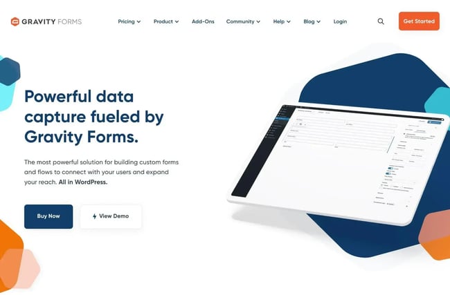the gravity forms homepage