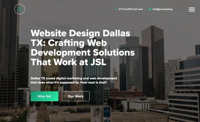 the jsl website design homepage