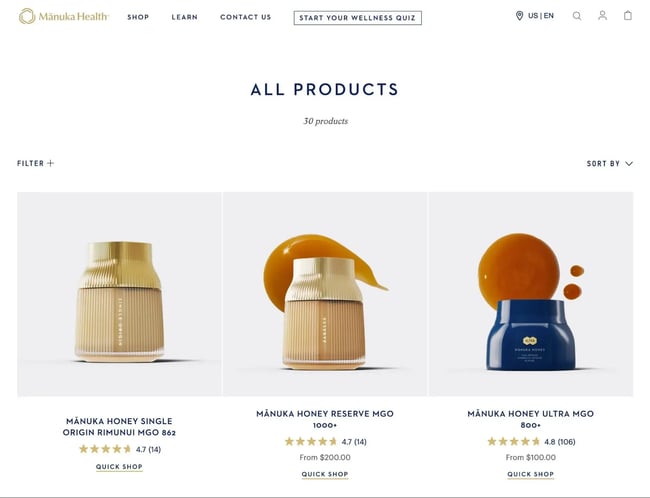 the manuka health website designed by htmlburger