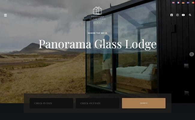 the panorama glass lodge website designed by liondev from codeable