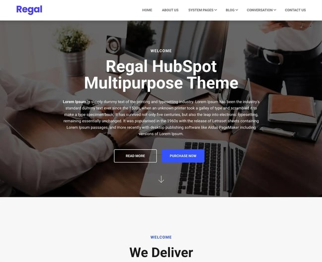 the regal lite website template for hubspot