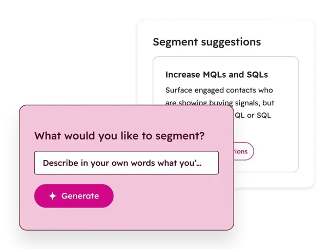 the screenshot illustrates the ai functionality that supports customer micro-segmentation within hubspot’s ecosystem.