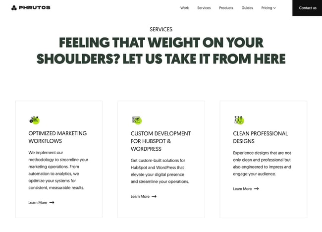 the services that phrutos offers for web design