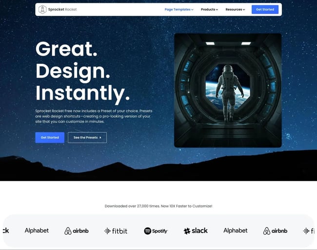 the sprocket rocket website template for hubspot