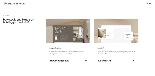 the squarespace website setup process