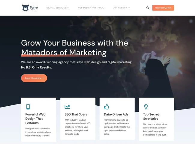 the torro media homepage