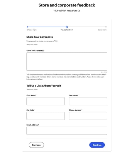 the walmart store and corporate feedback