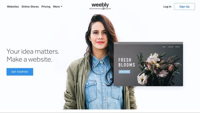 the weebly website builder small business landing page.