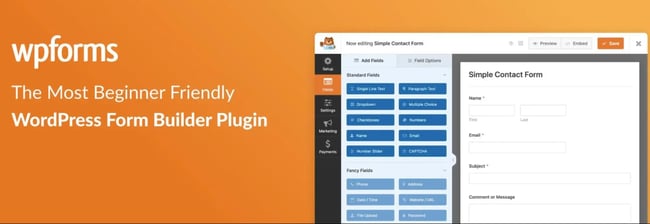 the wpforms plugin listing page