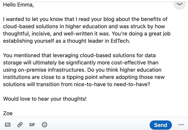 linkedin prospecting messages compliment