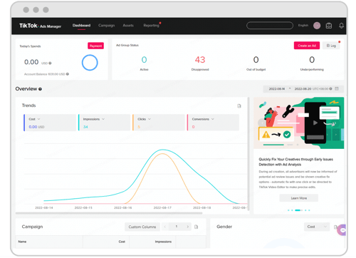 tiktok for business dashboard