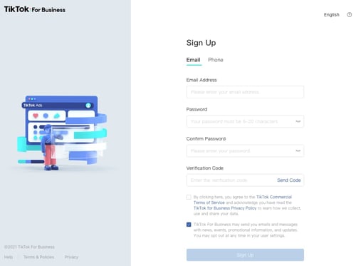 como configurar sua conta de anúncios no tiktok passo 1