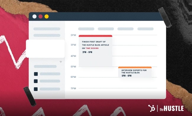 Time boxing on a virtual calendar.