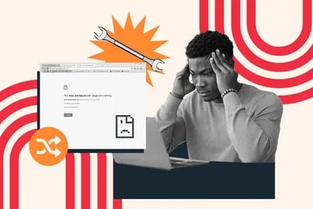 man on computer reacting to the too many redirects error