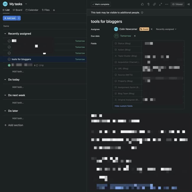 tools for bloggers, asana