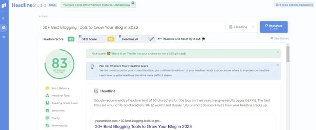 tools for bloggers, headline studio