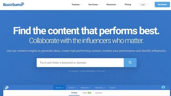 BuzzSumo for getting in on Twitter trends