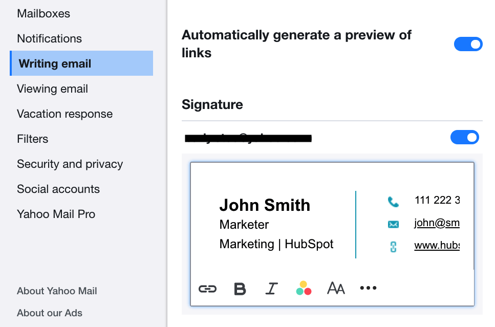Email Signature in Yahoo