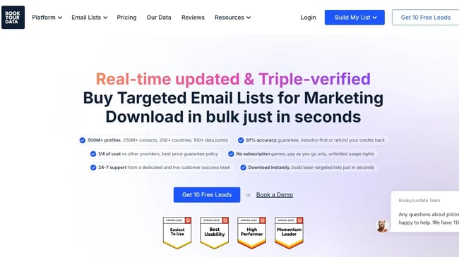 top sales prospecting tools, book your data