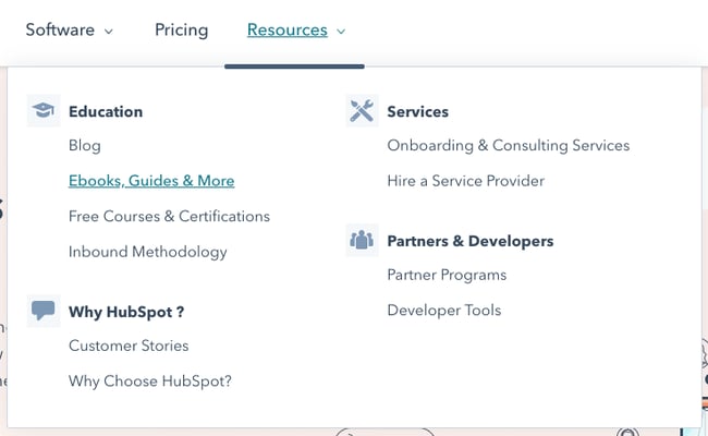 Top level navigation example from ̽ѡ's home page