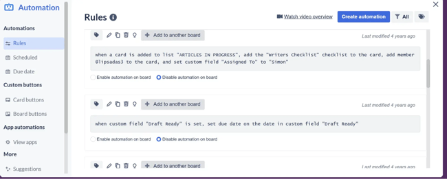 Trello automation, butler automation rules for Trello