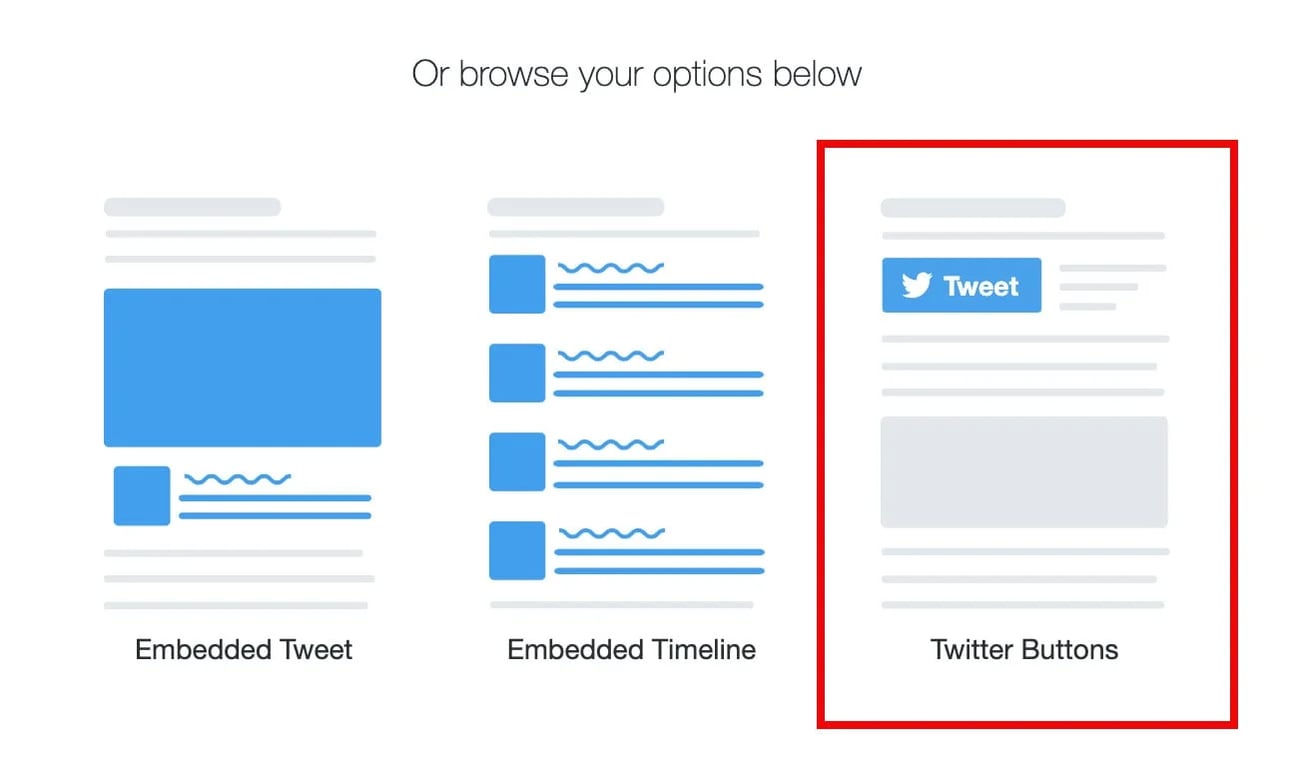 twitter buttons option on twitter's developer page