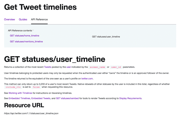 api twitter linha do tempo