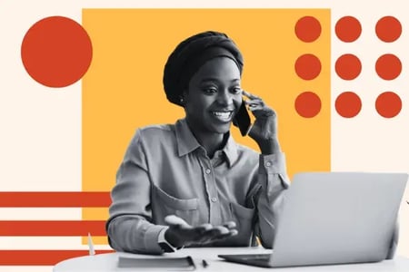 woman uses a crm software