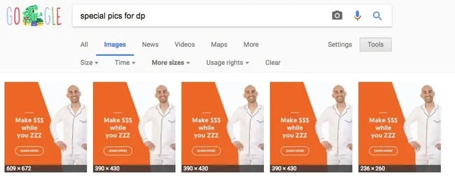 Using Google reverse image search