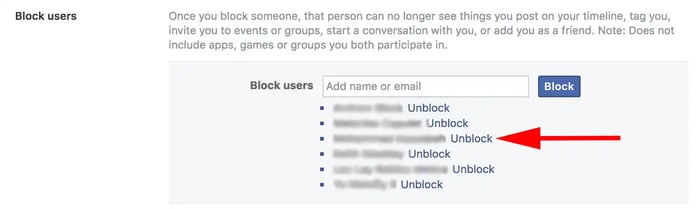 how to unblock someone on facebook: step 3