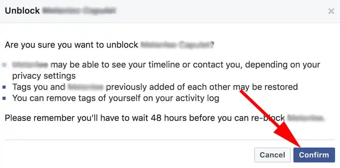 how to unblock someone on facebook: step 4