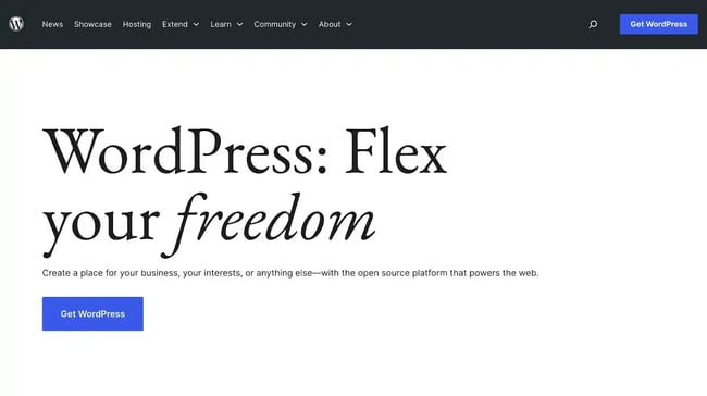 Wordpress vs Unbounce, the WordPress.org homepage