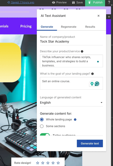 Landingi text Assistant