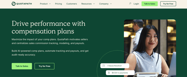 QuotaPath sales compensation dashboard as a sales management software enhancement tool