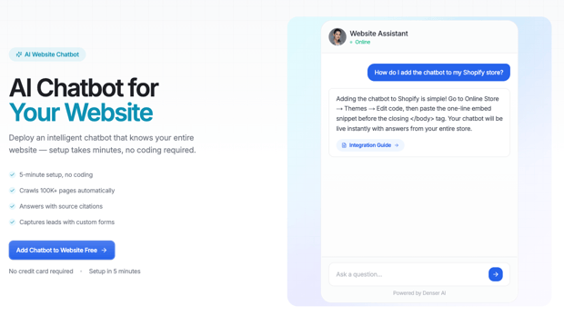 Denser AI Customer Service Bot