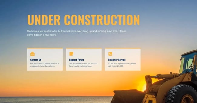 under-construction-tractor-example-create-maintenance-mode-site-elementor