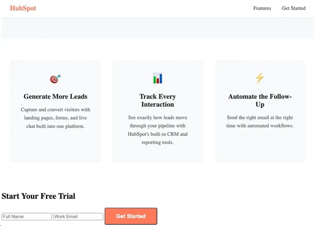 unstyled lead capture form for landing page using html and css