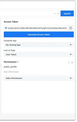  how to use facebook api: view access token
