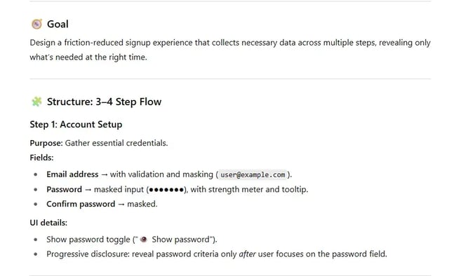 user multi-steps onboarding, ai prompts for web developers