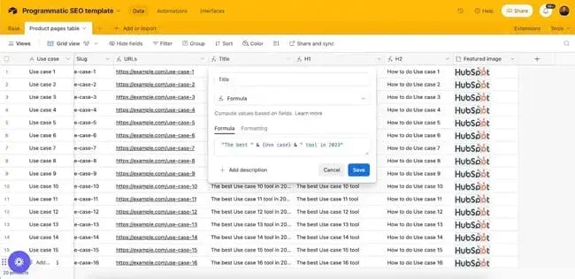 using airtable for programmatic seo