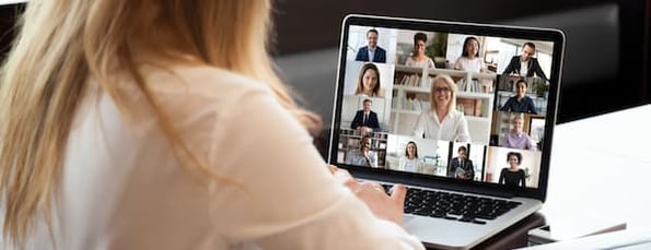 sales rep uses video conferencing tool