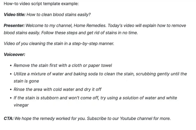 how to video script template