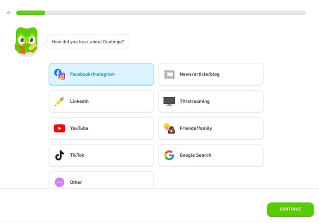 visual form example, duolingo