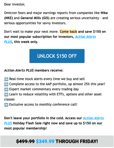 Sample we miss you letter to clients from Action Alerts PLUS