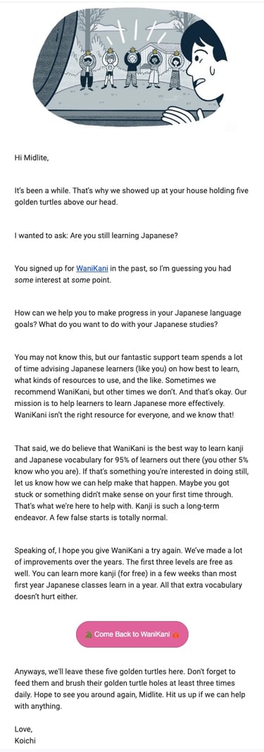 we miss your business letter, wanikani